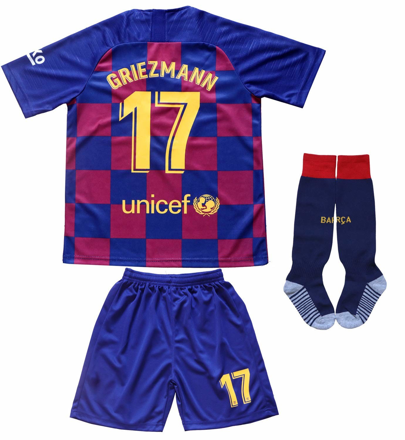 Custom Competition Clothing , Youth Soccer Jerseys Barcelona Griezmann 17 For Kids
