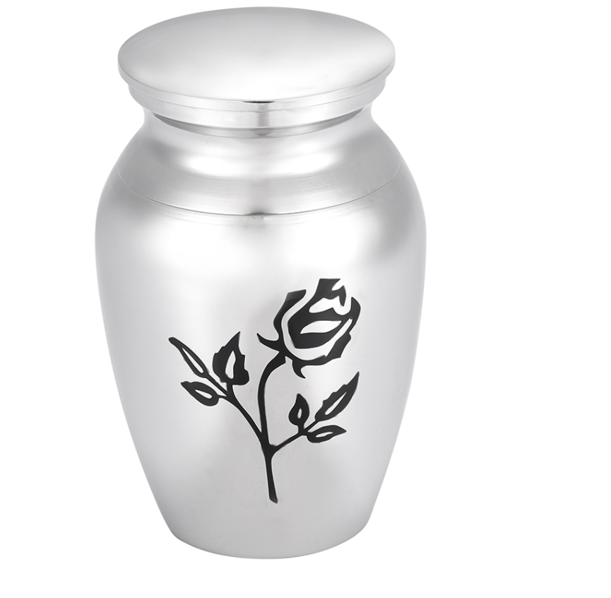 Sustainable 316L Stainless Steel Cremation Urn for Memorial Jewelry Engraved Flower