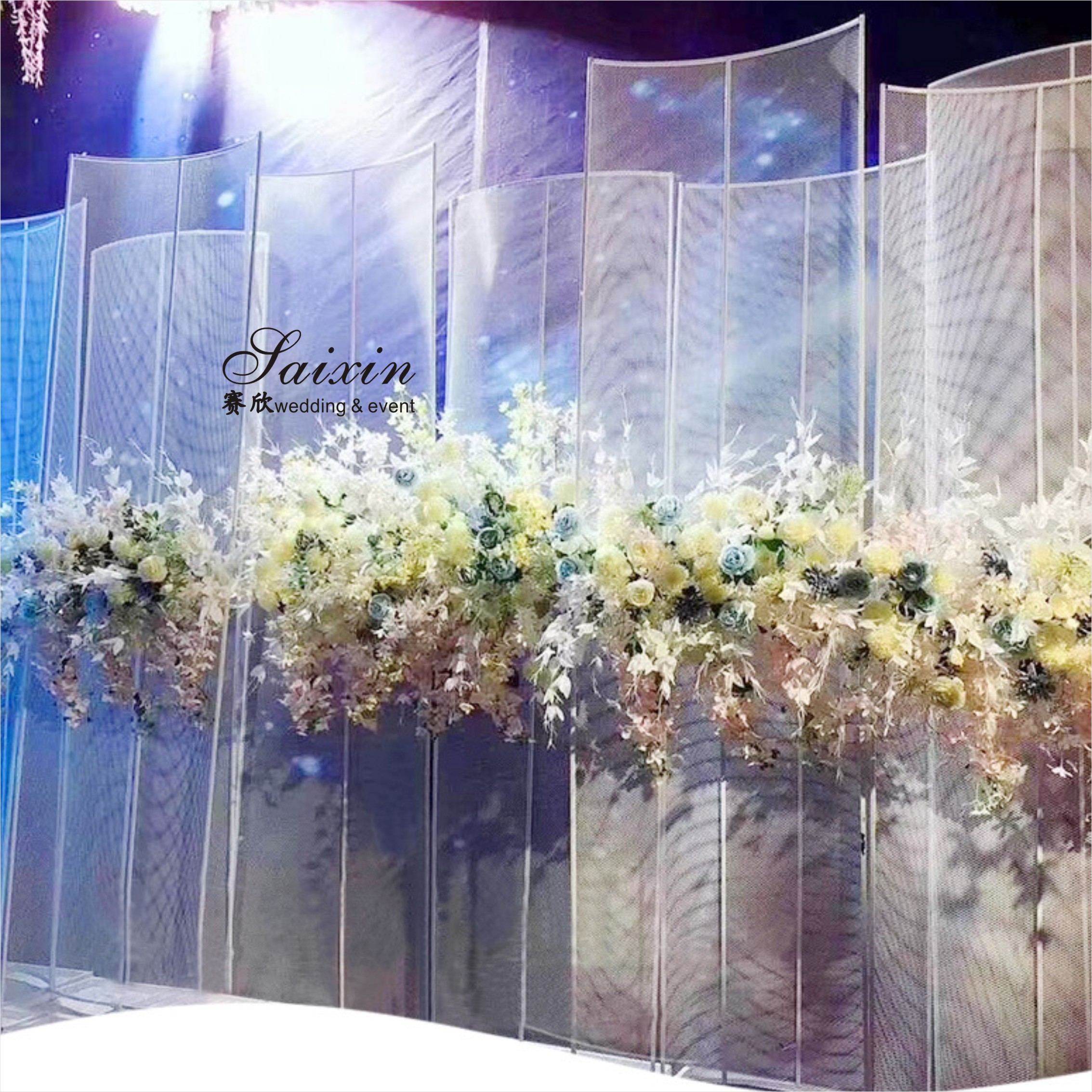 Custom Decoration Backdrop For Wedding Tall White Net Metal Frame Stand 257CM