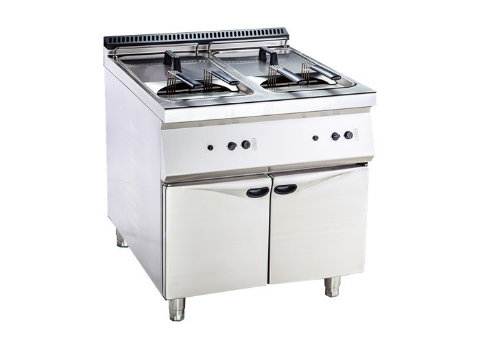 Double / Single Tank Deep Fryer Stainless Steel Kitchen Equipment For Commercial Use