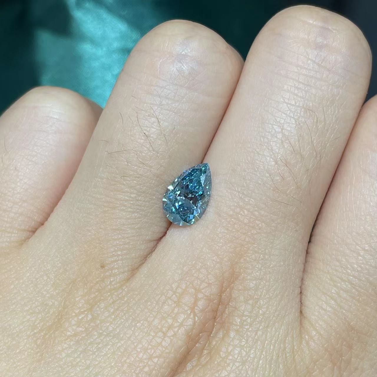 1.5Carat Carbon Lab Created Blue Loose Pear Cut Diamond For Rings