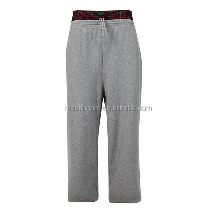 Custom Double Waist Wide Leg Men's Sweatpants in High Street Style with Fleece Cotton