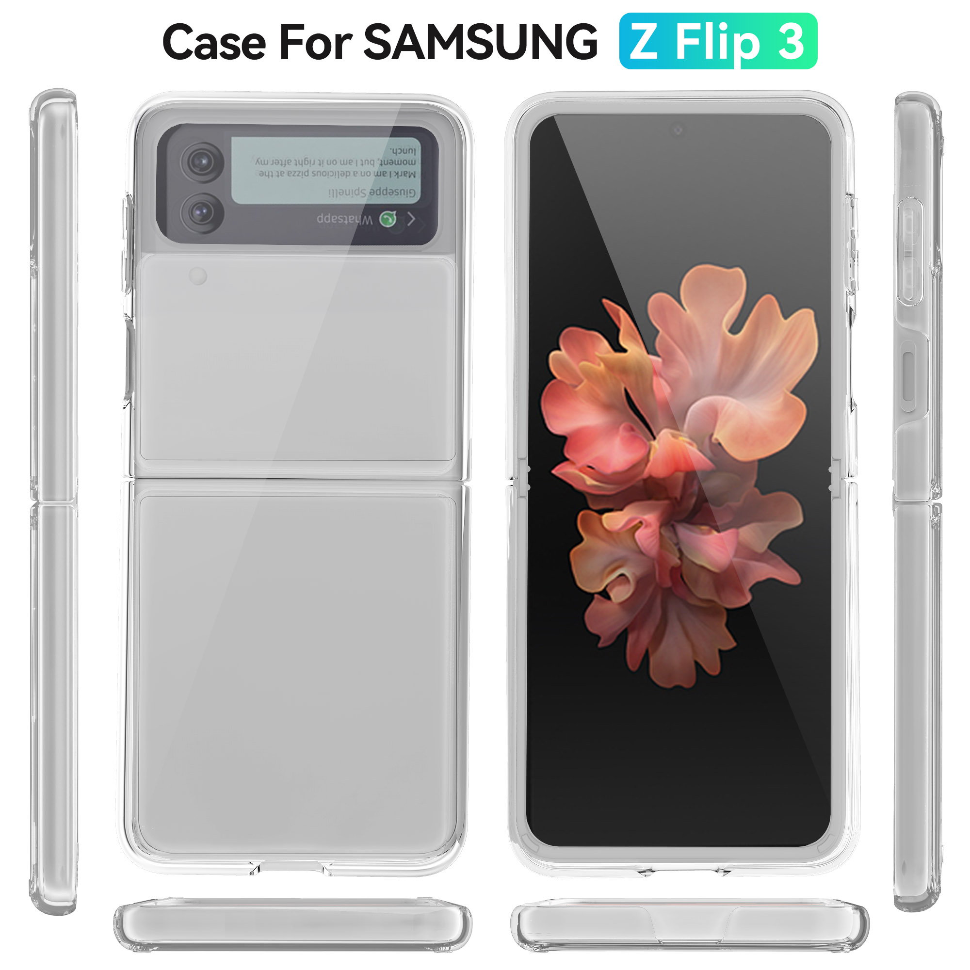 Wireless Charge Supported Customize Phone Cover For Samsung Galaxy Z Flip 3 Transparent Cover