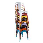 Modern Iron Dining Chair Orange Powder Coated Stackable Bistro