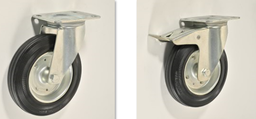 Industrial Rubber 80–100°C Heat Resistant Caster Wheels Castors Single Wheel Lockable Rigid Swivel Medical Equipment Hand Carts