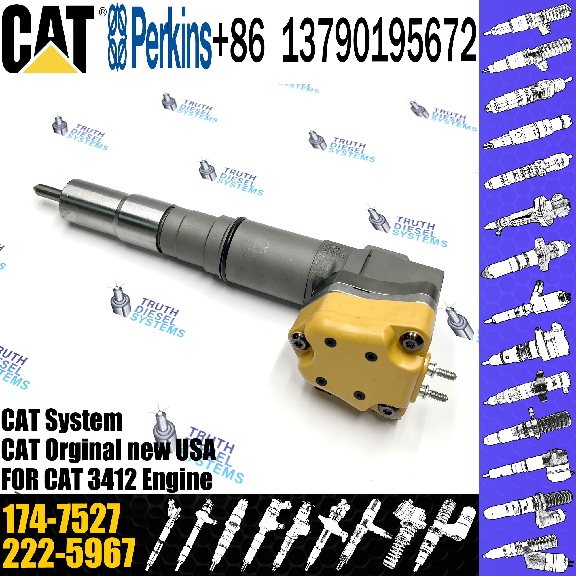 3412 Engine Diesel Fuel Injector 198-6877 174-7527 20R-0760 173-9272 232-1173 10R-1265 204-2467 232-1170 232-1175