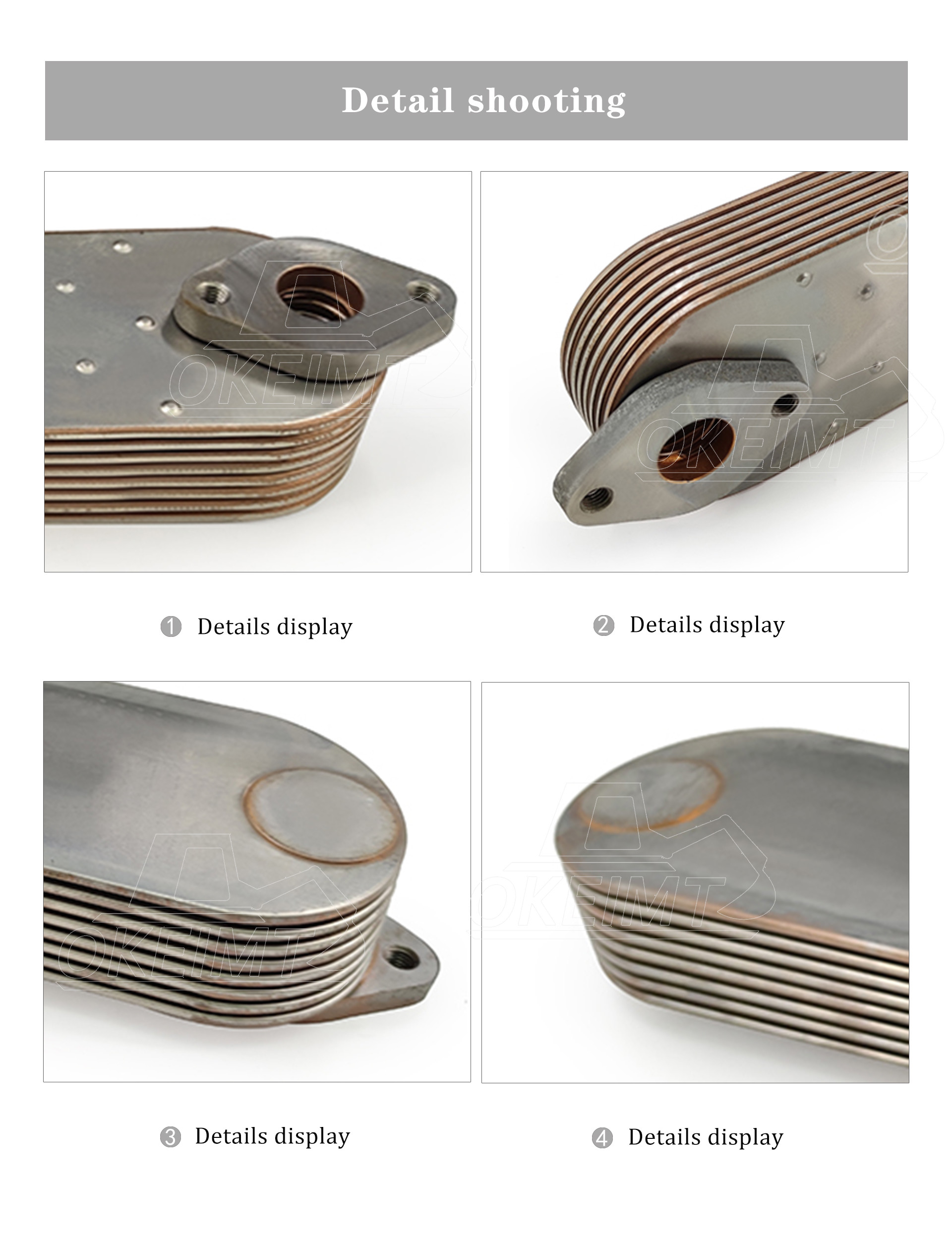 Standard Size Engine Oil Cooler 6WG1 8P Excavator Oil Cooler Core