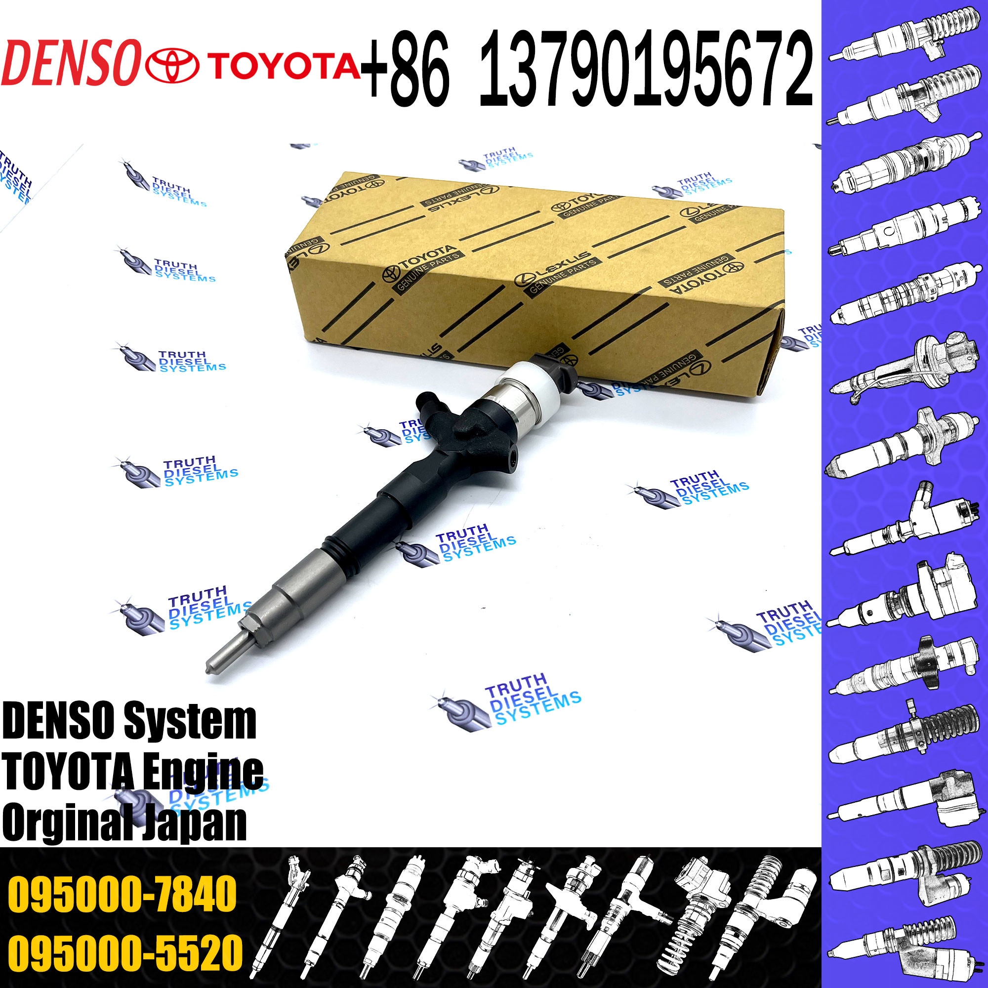 Common Rail Injector 095000-7840 DCRI107840 For TOYOTA 23670-30130 23670-30260 23670-30330 23670-39175 23670-39255 23670