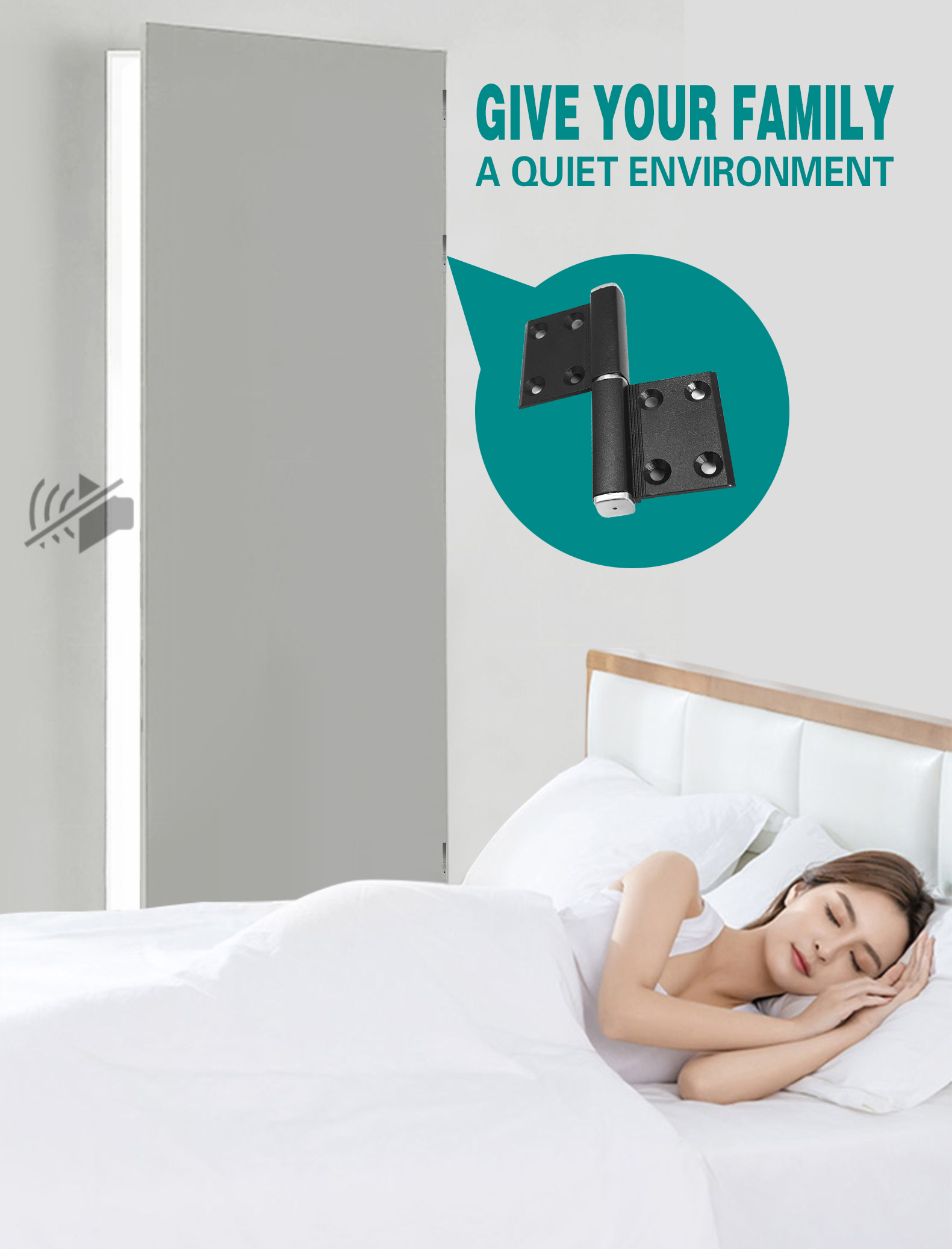 Modern Four Hole Quadrilateral Aluminum Hinge For Anti Dislodging Interior Door