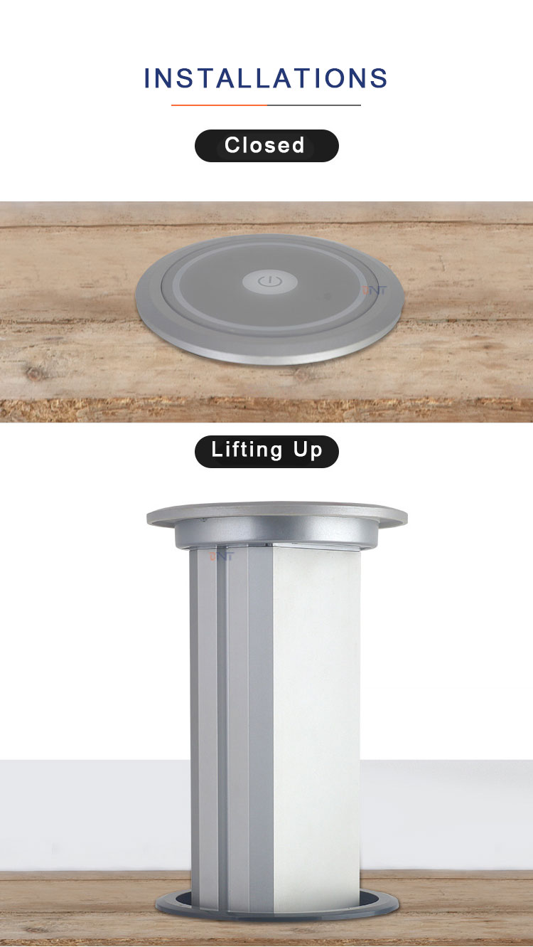 Wireless Phone Charger motorized lifting pop up Kitchen waterproof socket with electric plugs
