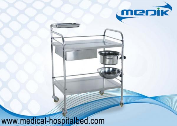 Buy Protection Guardrails Stainless Steel Instrument Trolley With One Drawer One Bucket at wholesale prices