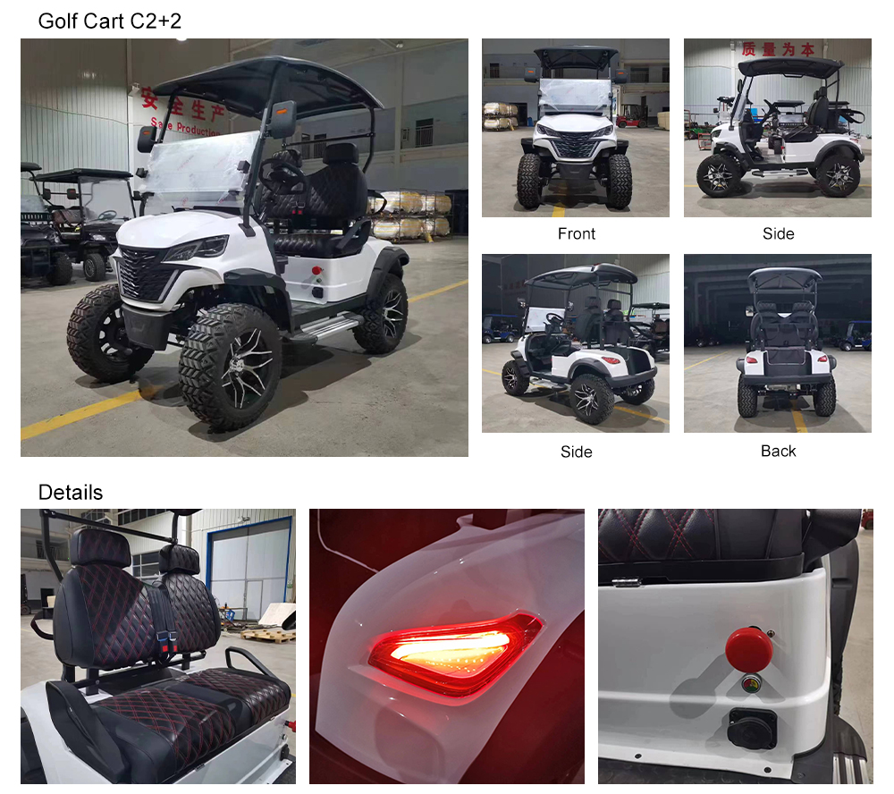 4 Seater Electric Golf Cart Standing Postion of Tail Caddie 48V LiFePO4 Lithium Batteries