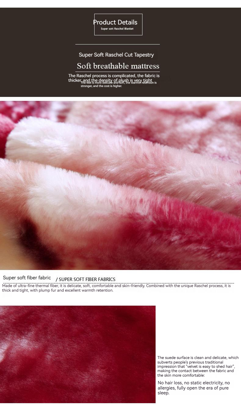 Customized Pattern Luxury 100% Polyester Raschel Mink Blanket with Microfiber Fabric