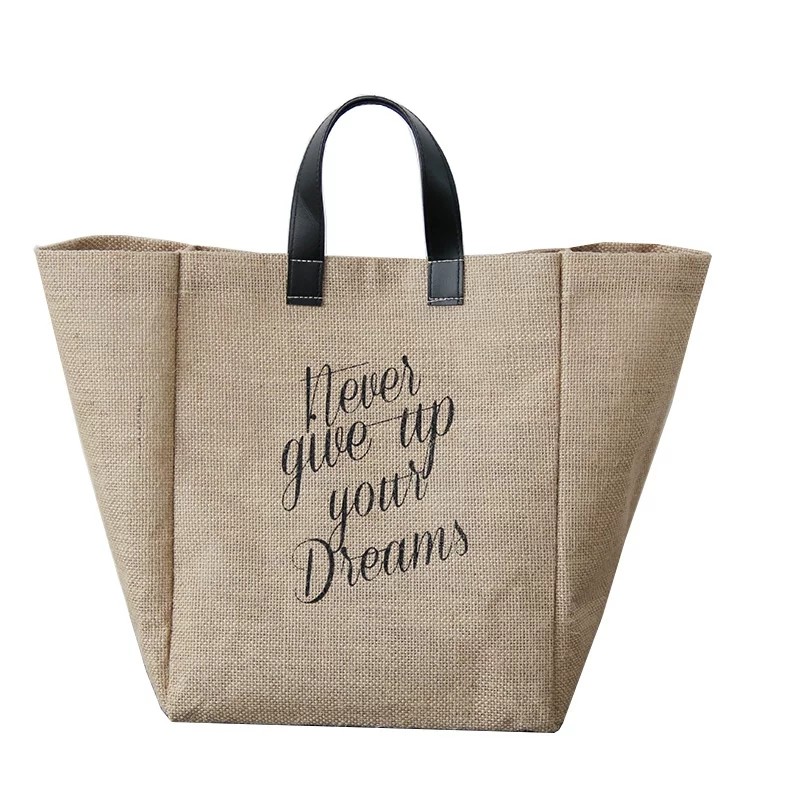 Custom Printed Eco Reusable Large Shopping Tote Burlap Jute Bag