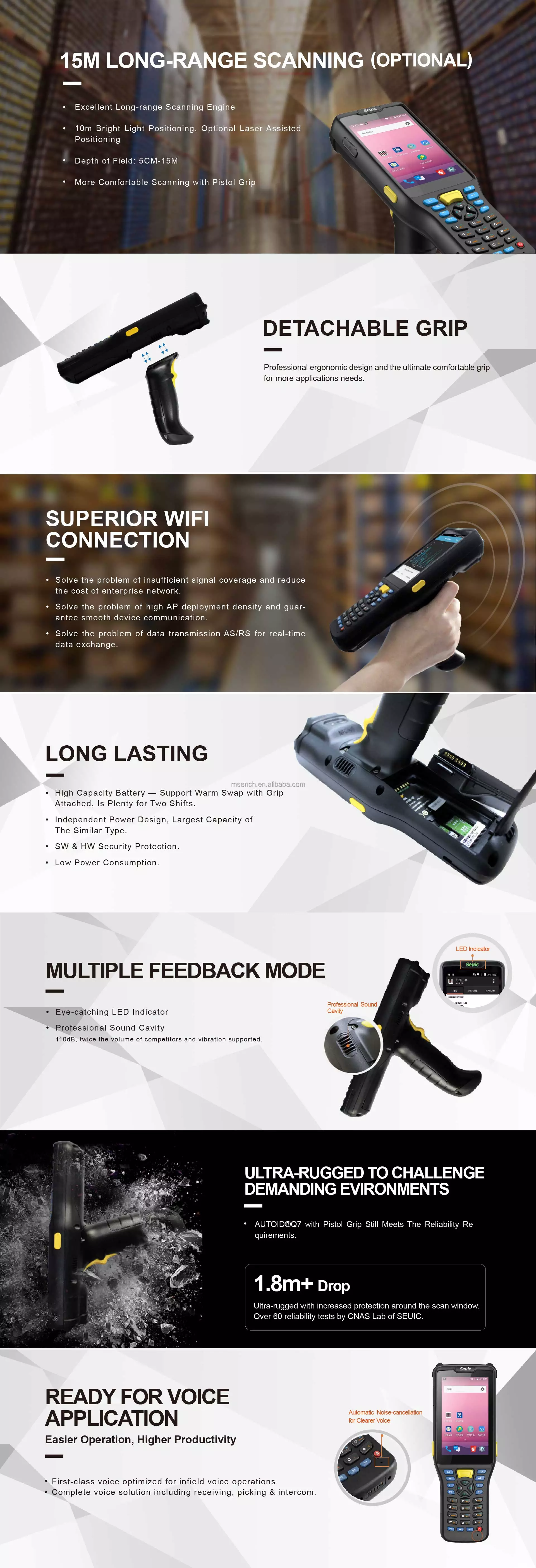 Barway Seuic Q7 Pda Logistic Barcode Scanner Long Distance Checker For Inventory