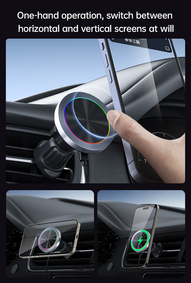 Adjustable Magnetic Car Mount RGB Light Effect Magnetic Cell Phone Holder