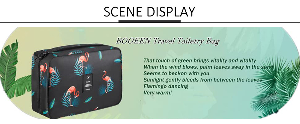 Flamingo Print Polyester Hanging Toiletry Travel Bag