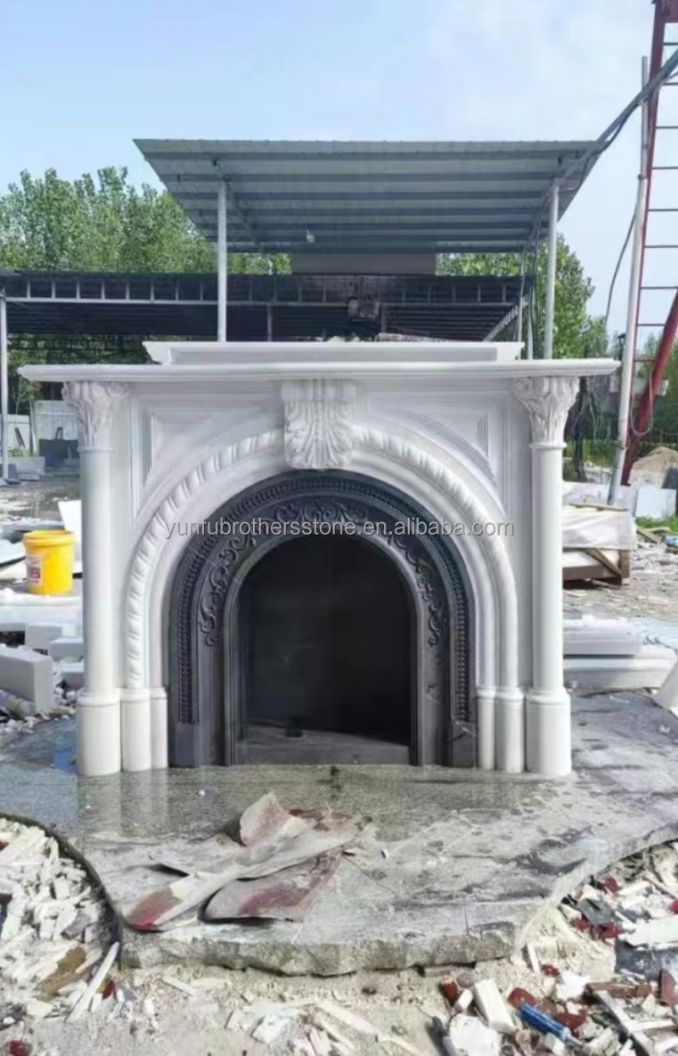 Modern Italian Style Marble Fireplace Mantel Indoor Decorative Stone Fireplace in Granite