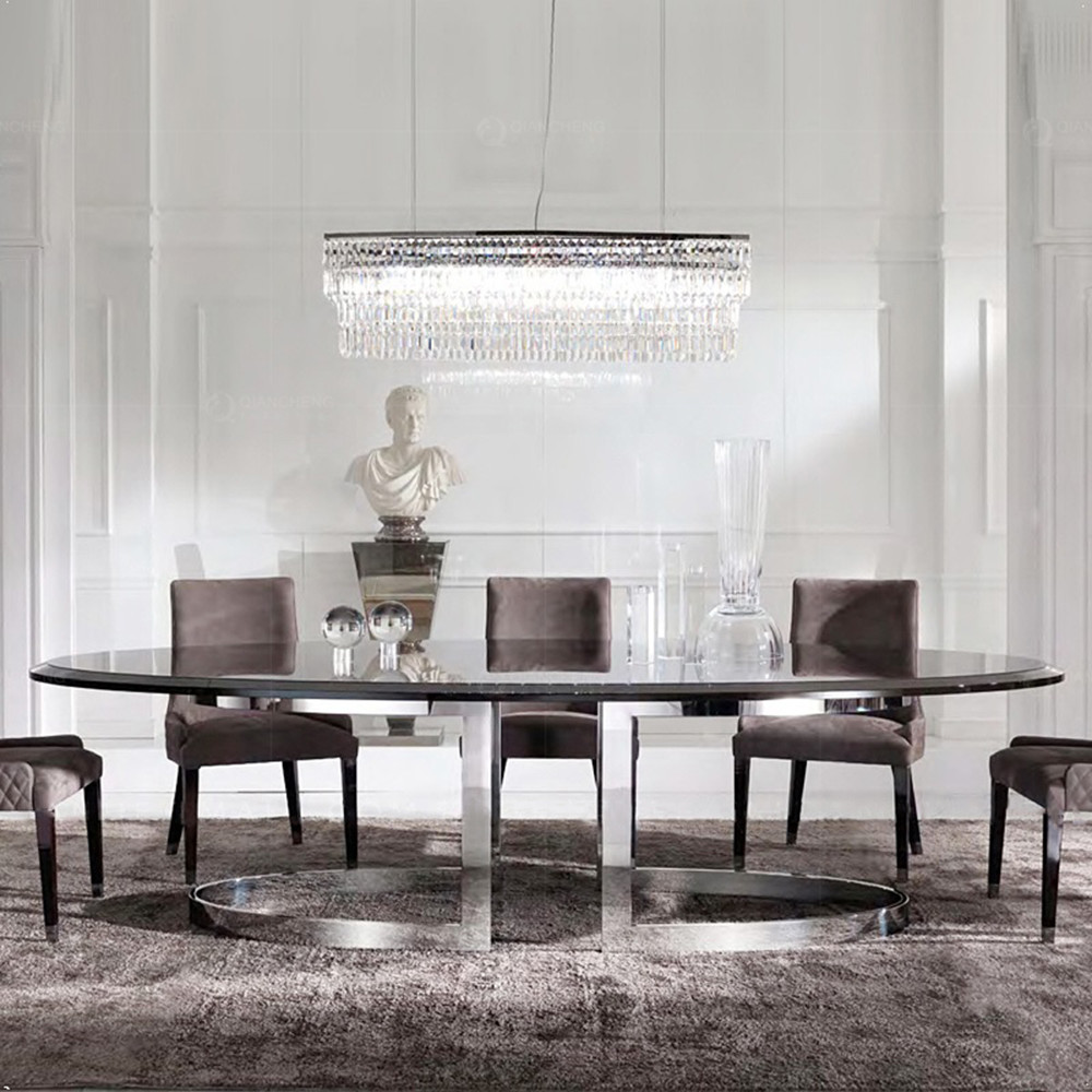 Fashion SS Dining Tables Kitchen Room Furniture Marble Top