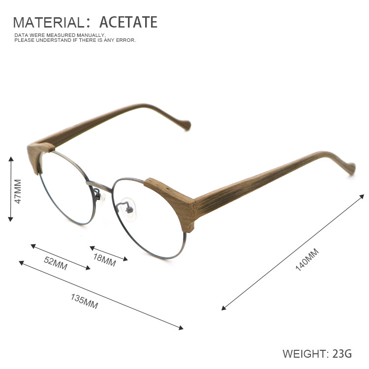 Artisanal Wood Copy Acetate Glasses Frame Retro Square Eyeglasses