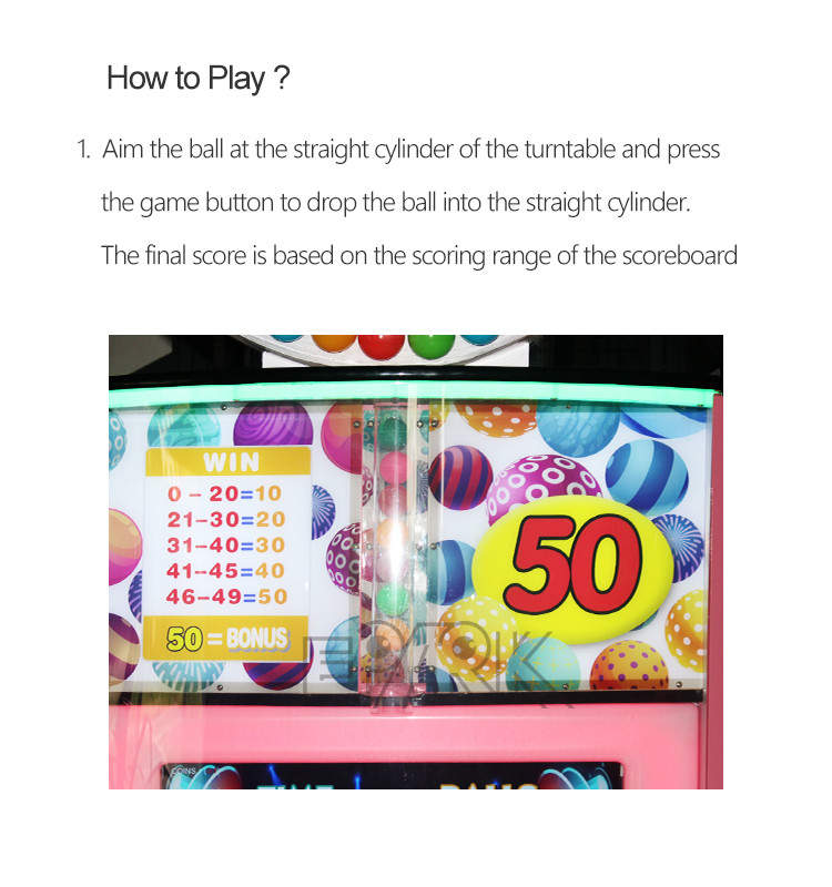 Magic Ball Drop Hole Win Tickets Redemption Game Machine 300W