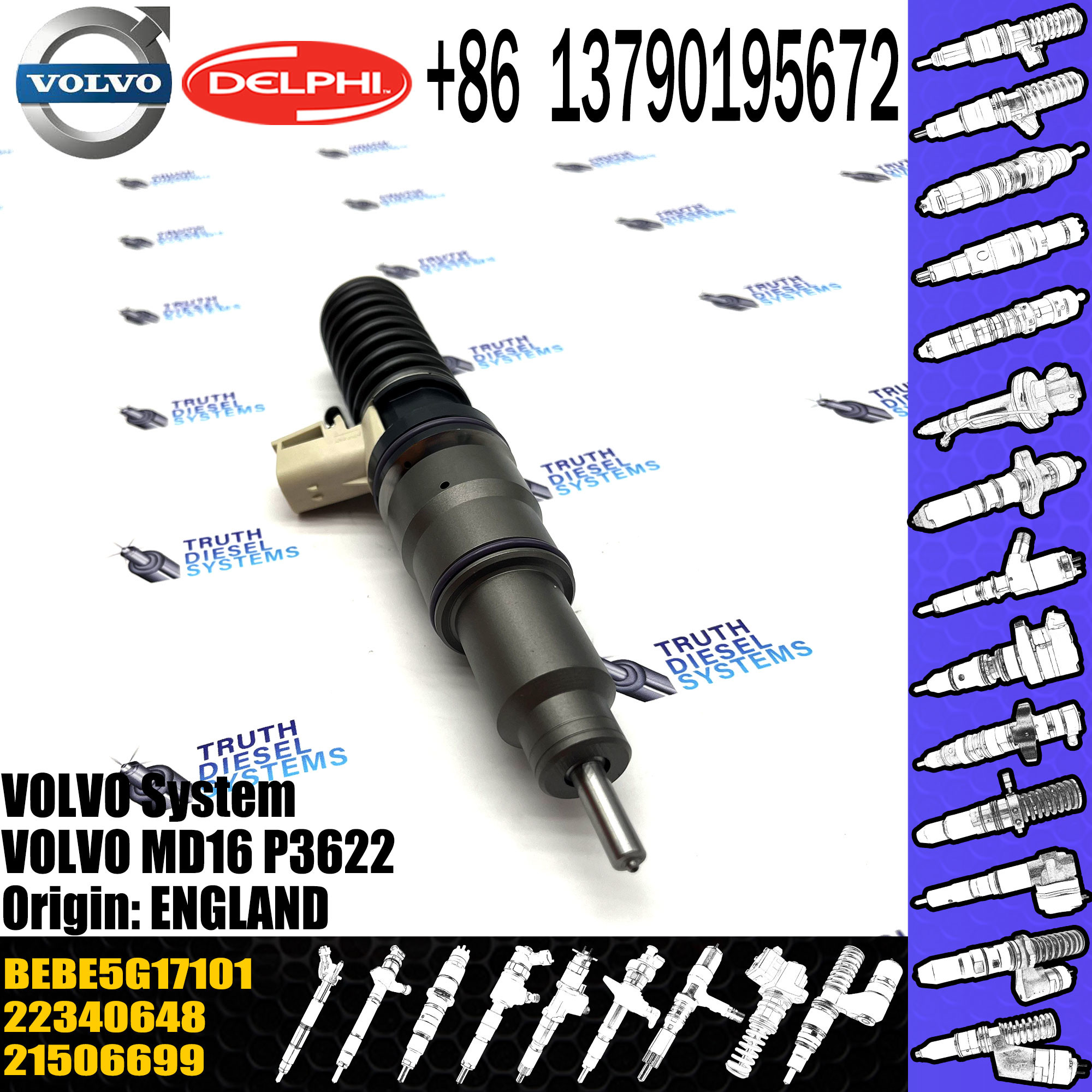 Common Rail Diesel Fuel Injector 22340648 BEBE5G17001 BEBE5G17101 for Engine Parts