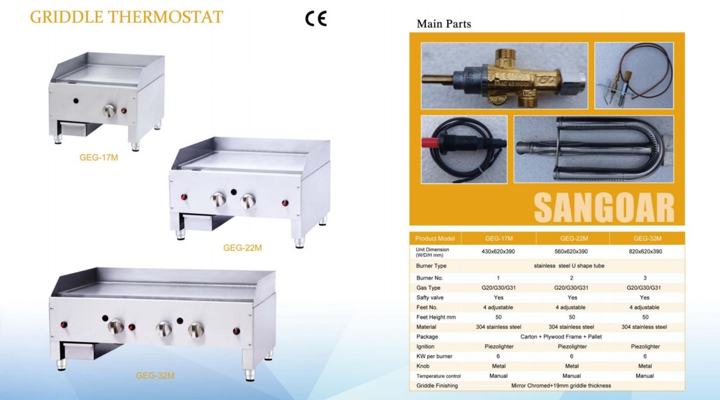 Electric Stainless Steel Restaurant Commercial Countertop Griddle Anti Corrosion
