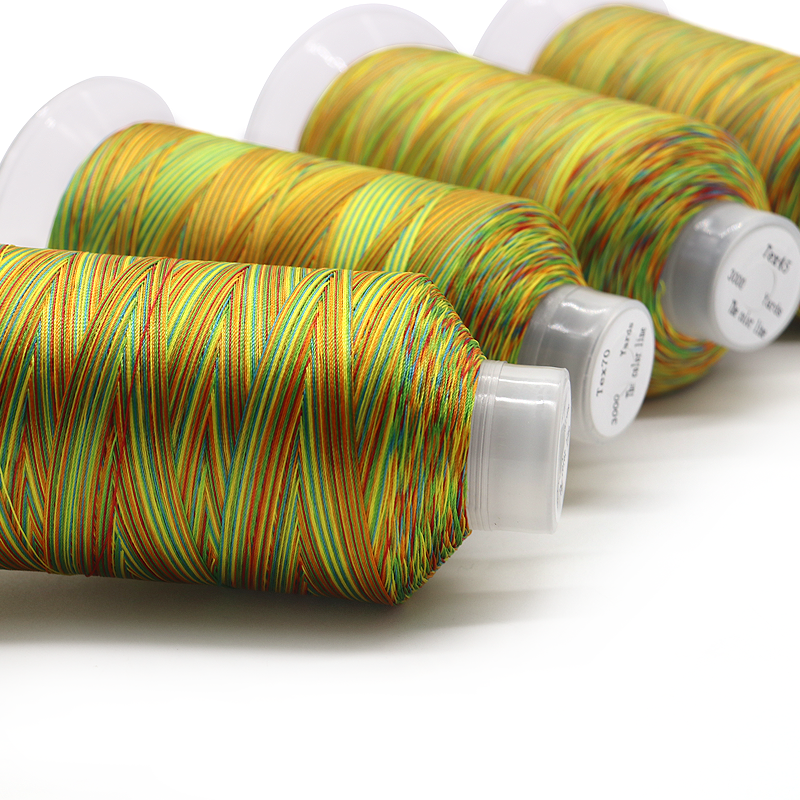 T45 Customized Multicolor 150D/3 250g High Tenacity Polyester Bonded Thread UV Protect