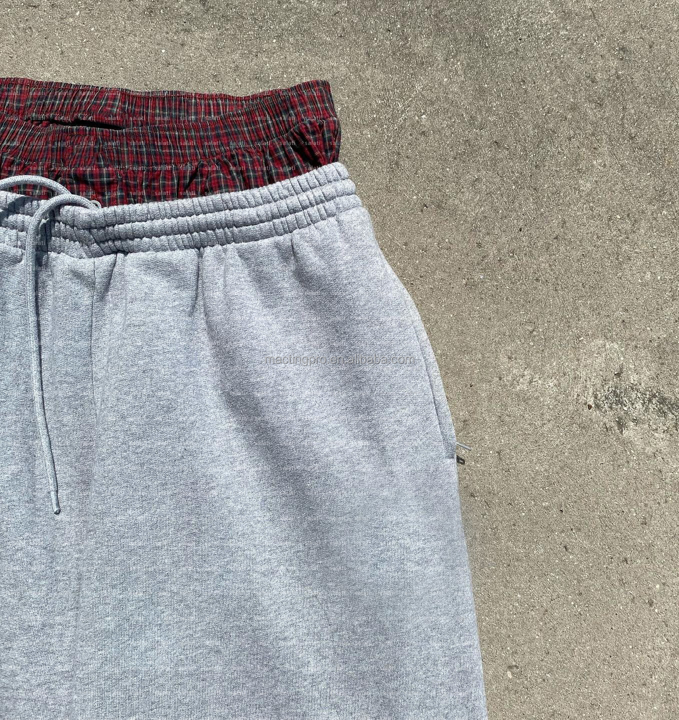 Custom Wide Leg Sweat Pants Cotton French Terry Double Waist Straight Trackpants for Men