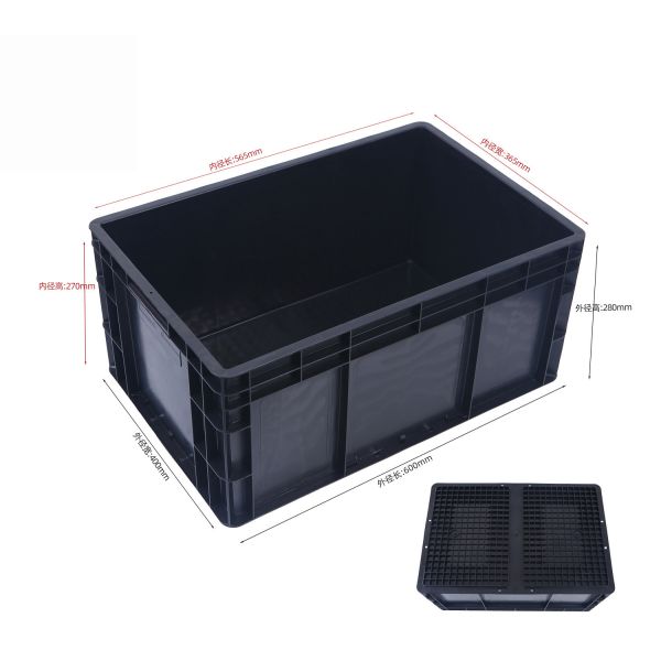 600*400mm ESD Bin Box ESD Containers Esd Plastic Tool Box Black Antistatic PP Box
