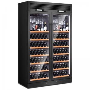 Quality Black Display Metal Wine Cabinet With Refrigerator Glass Door Wine Shelf for sale