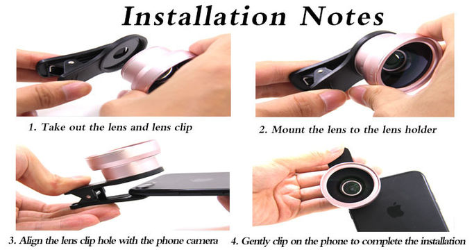 Rose Gold External Phone Camera Lens 0.45X Wide Angle Smartphone Macro Lens