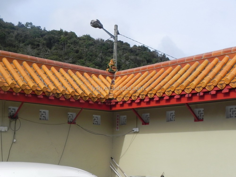 Ceramic Chinese Glazed Roof Tiles 160mm Traditional Architecture Eaves