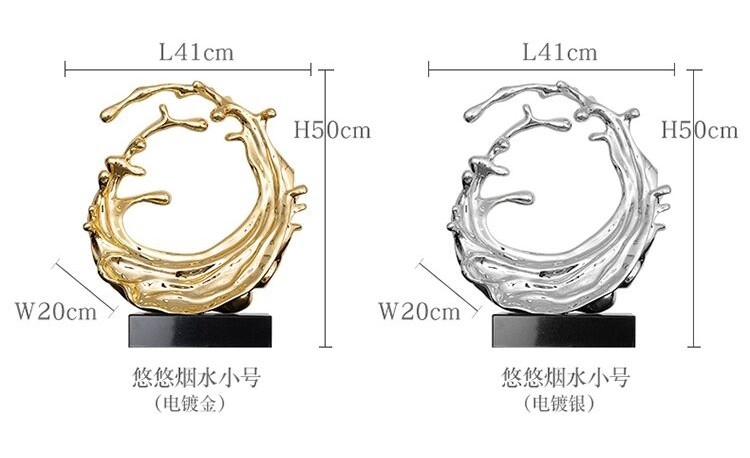 Gold Mirror Resin Art Sculpture Spray Modern Art Metal Sculptures Lobby Decoration