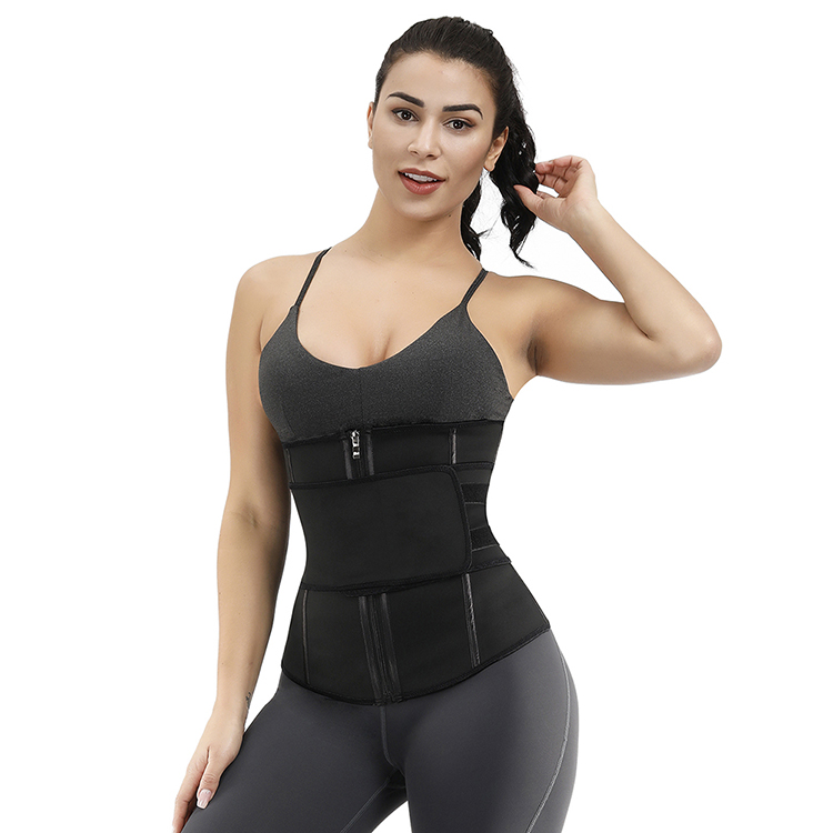 Double Layered Waist Trainer Corset HEXIN 7 Steel Boned Zipper Belt for Abdomen Strengthening