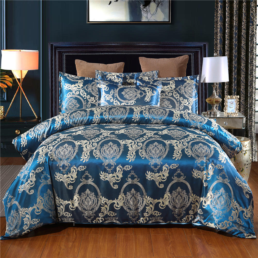 200TC Brocade Jacquard Satin Fabric 3-Piece Set for 1.8m Bed Duvet Cover Bed Sheets Quilt