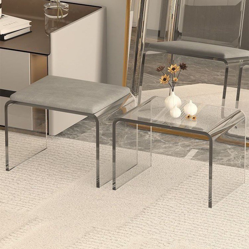 Minimalist Acrylic Transparent Stool for Home Bathroom Living Room and Makeup Use