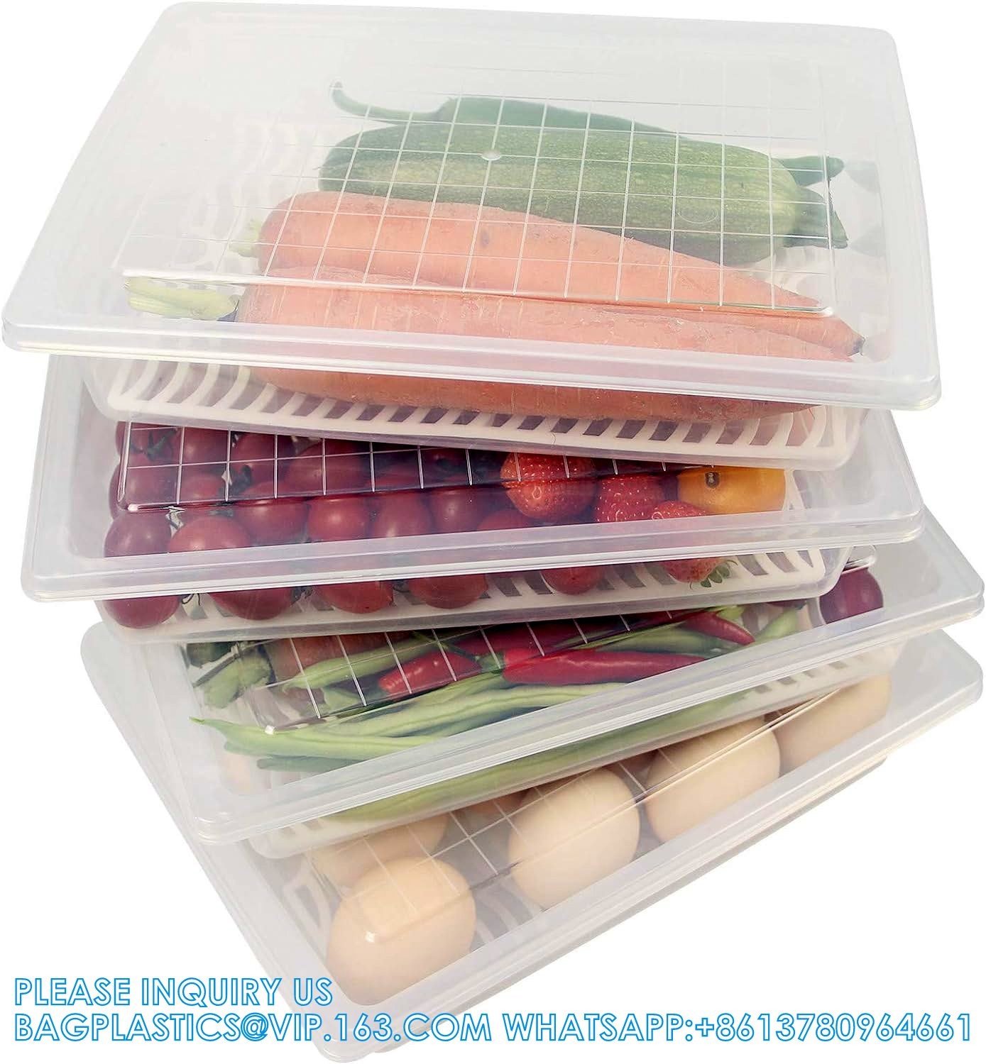 Stackable Portable Freezer Storage Containers - Tray To Keep Fruits, Vegetables, Meat And More
