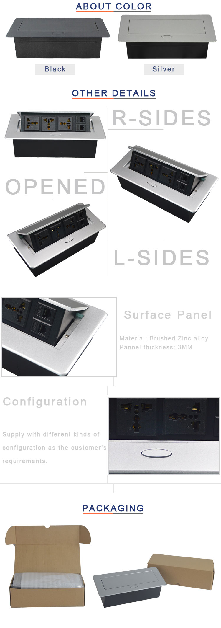 multi-functional configuration smart desktop hidden pop-up socket /furniture power outlet socket