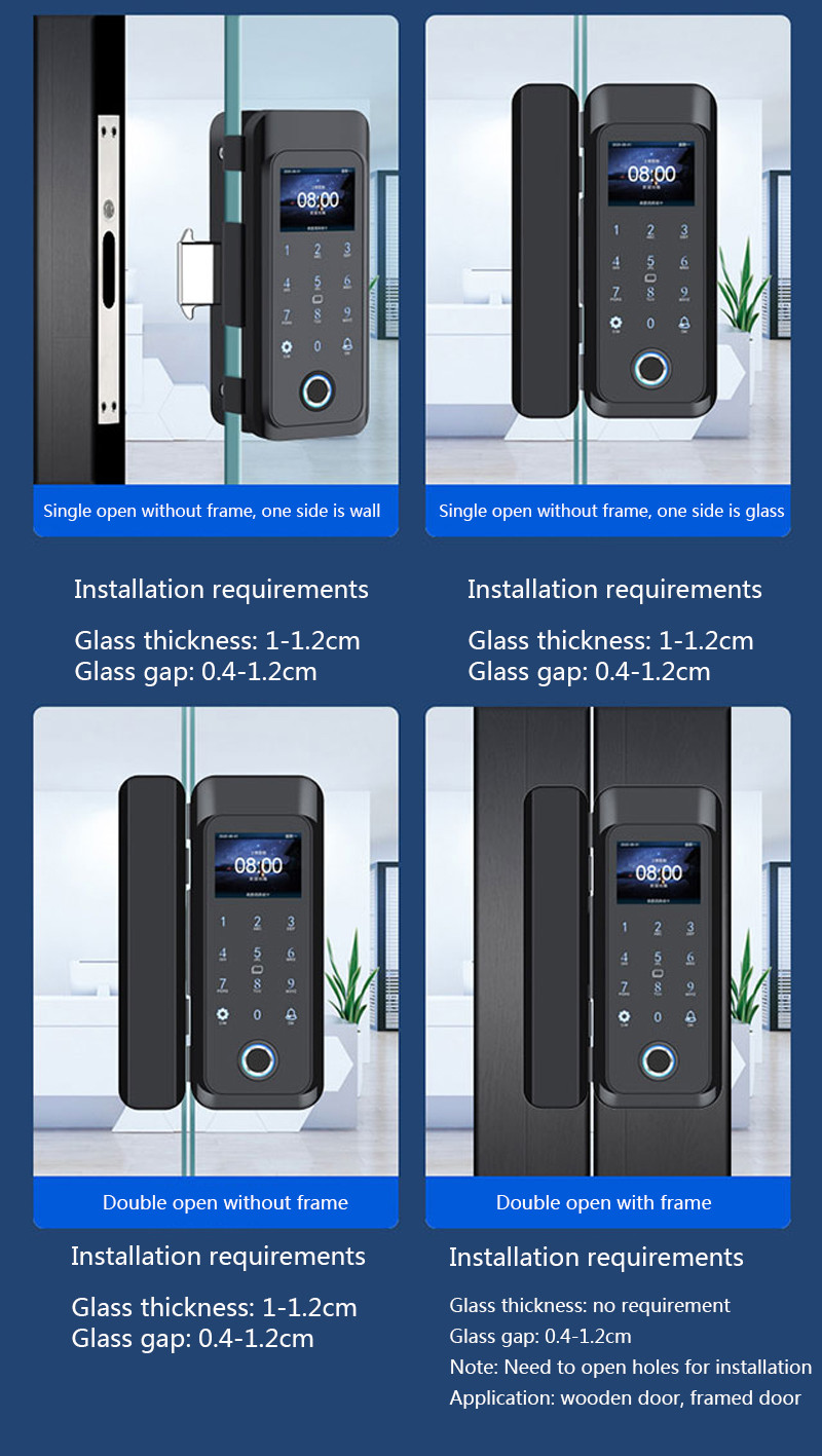 Sliding Door FCC 300 Fingerprint RFID Door Lock 2000 Card