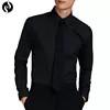 Quality New fashion solid black slim fit shirts pattern shirt men