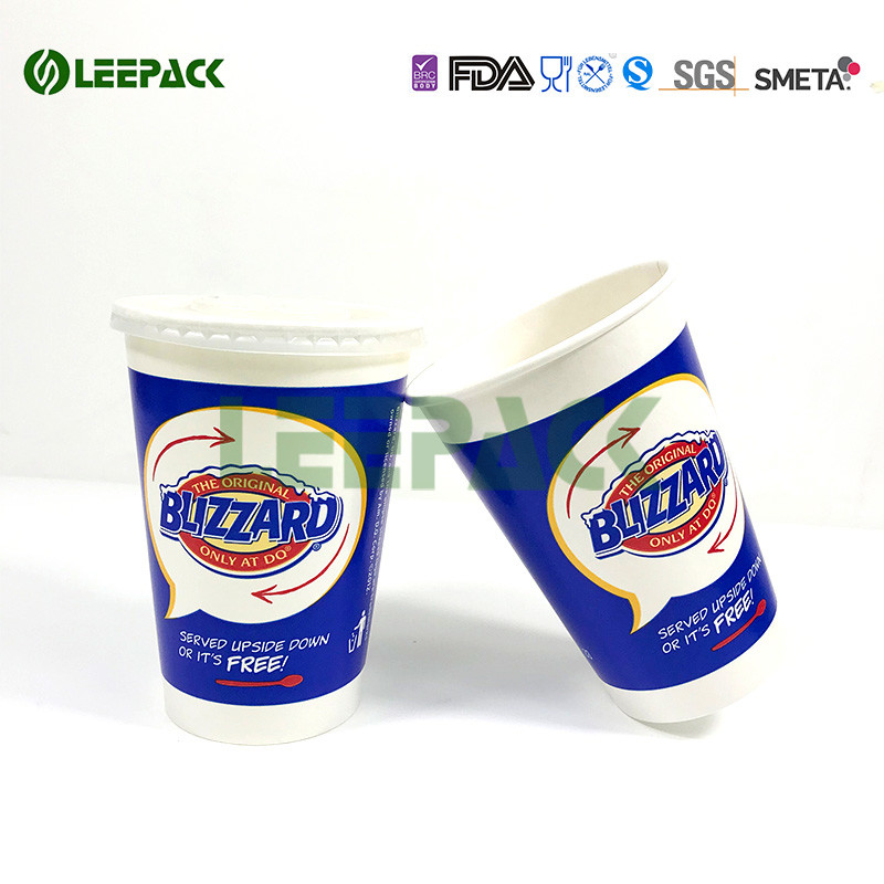 Insulated Blue Drink 12 Oz Paper Cups For Fast Food Restaurant , Party