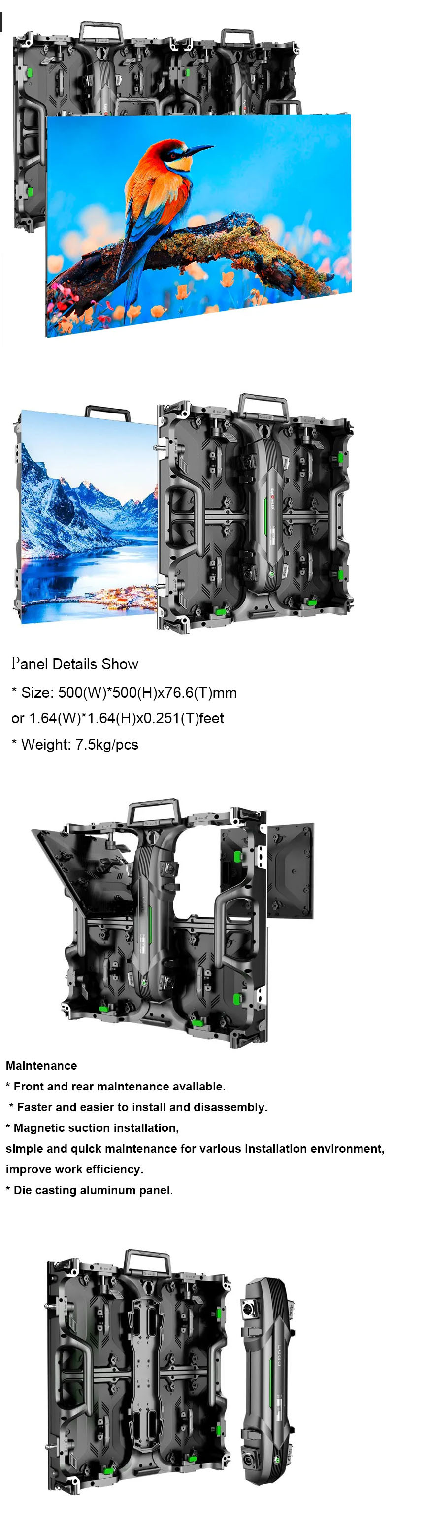 P3.91 P4.81 500x500 alumnim and iron cabinet LED Video Wall Outdoor