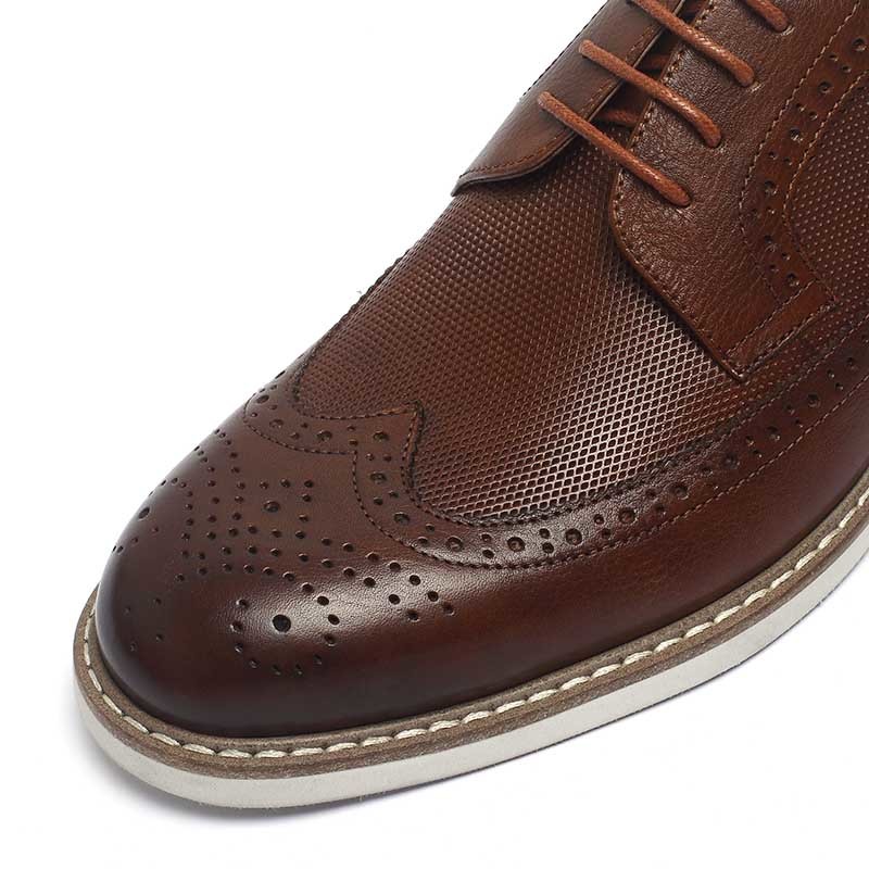 Dark Brown Lace Up Anti Odor Breathable Mens Leather Dress shoes
