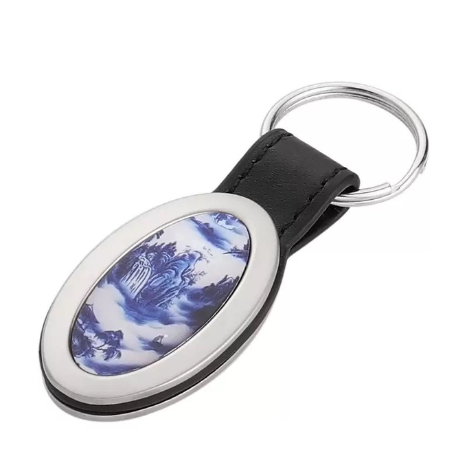 Custom Blank Sublimation Metal Keychain With Leather Strap For Sublimation Heat Transfer Printing