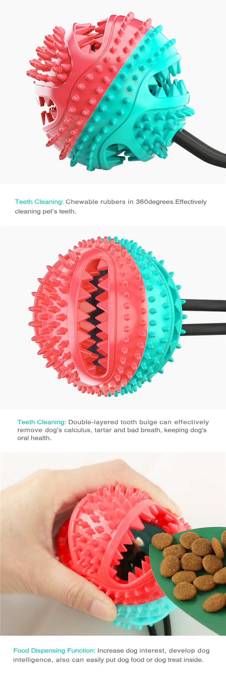 Wholesale Rubber Indestructible Treat Dispensing Ball Interactive Pet Ball Chew Dog Toy