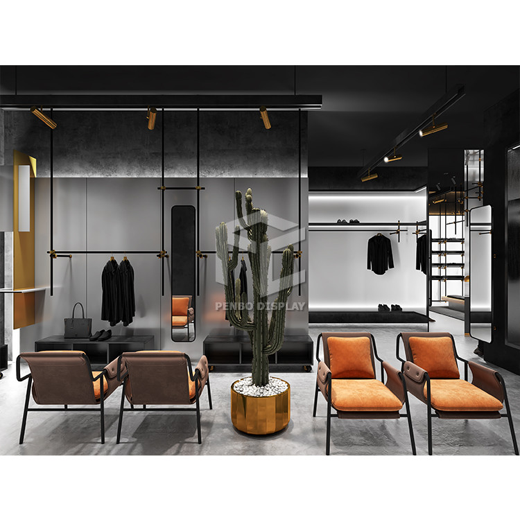 Customized Spay Painted Clothing Shop Display Furniture Garment Store Interior Design Counters Fittings