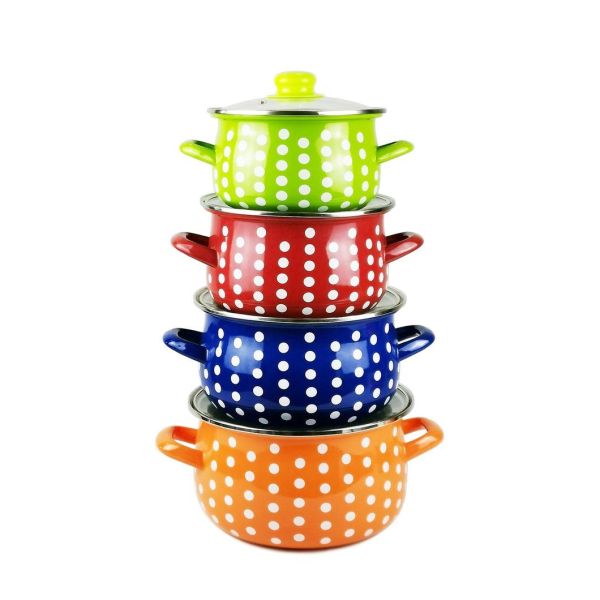 Customized Color Enamel Coating Soup Pot Casserole Kitchen Cooking Set Decal Customized Logo Acceptable Food Warmer Pot