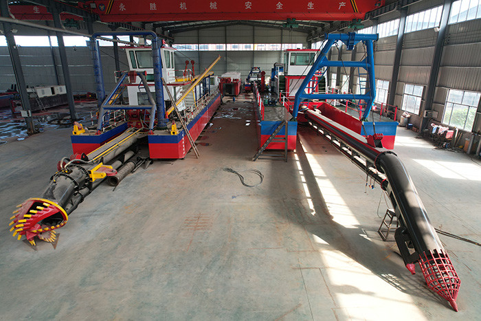 The blue color sand dredger has a designed hull length of 19 meters