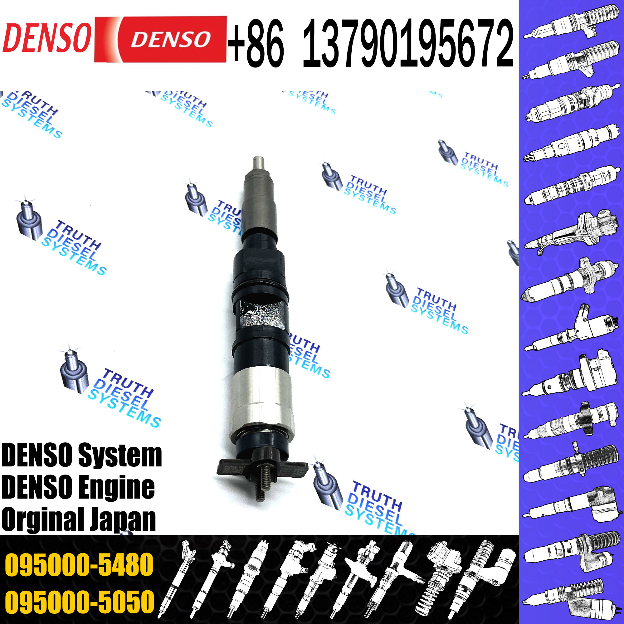 Common Rail Diesel Fuel Injector 095000-5481 RE520333 0950005481 095000-5480